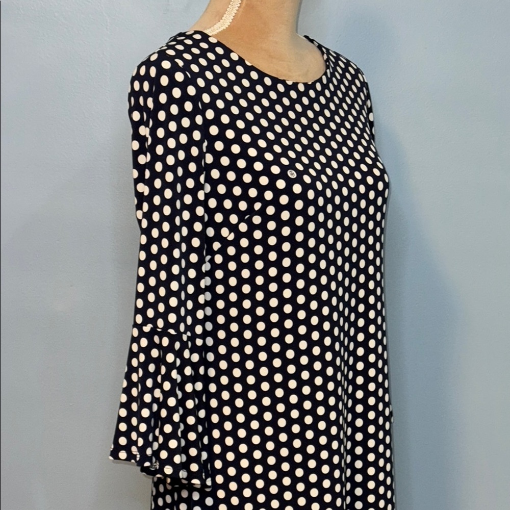 Tommy Hilfiger Navy and White Long Sleeve Polka Dot Women’s Dress Size 8 - Picture 6 of 12